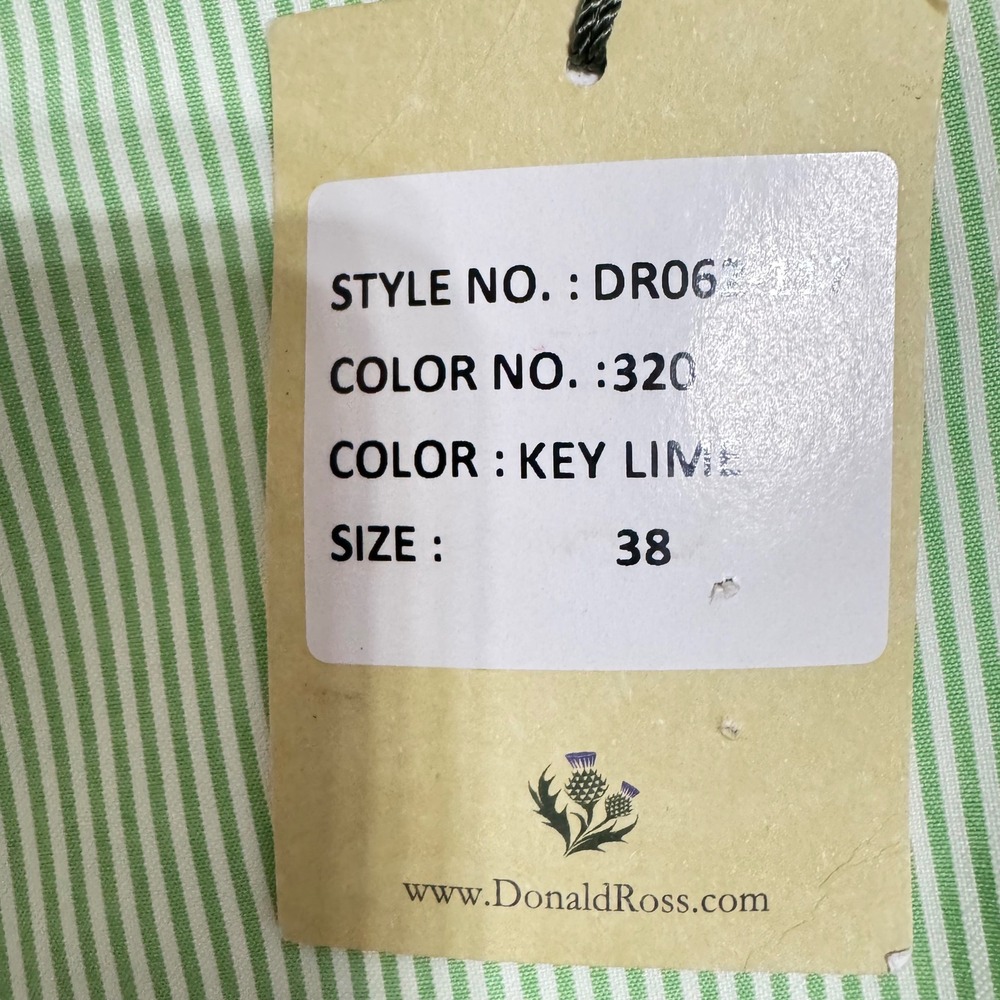Donald Ross Mens Golf Shorts 38 Key Lime Green White‎ Seersucker Stripe DR0638 - Picture 3 of 8